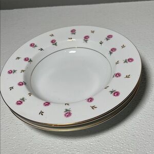 1950's Vtg Wide Rim Soup Bowls Rosalie Pattern by NORITAKE 22K Gold Trim